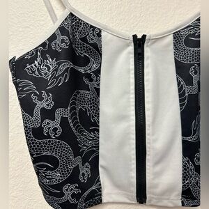 SHEIN Monochrome Dragon Print Top